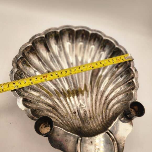 Vintage Silver-Plated Eales Scalloped Shell Footed Bowl Candle Holder Holiday - Picture 6 of 7